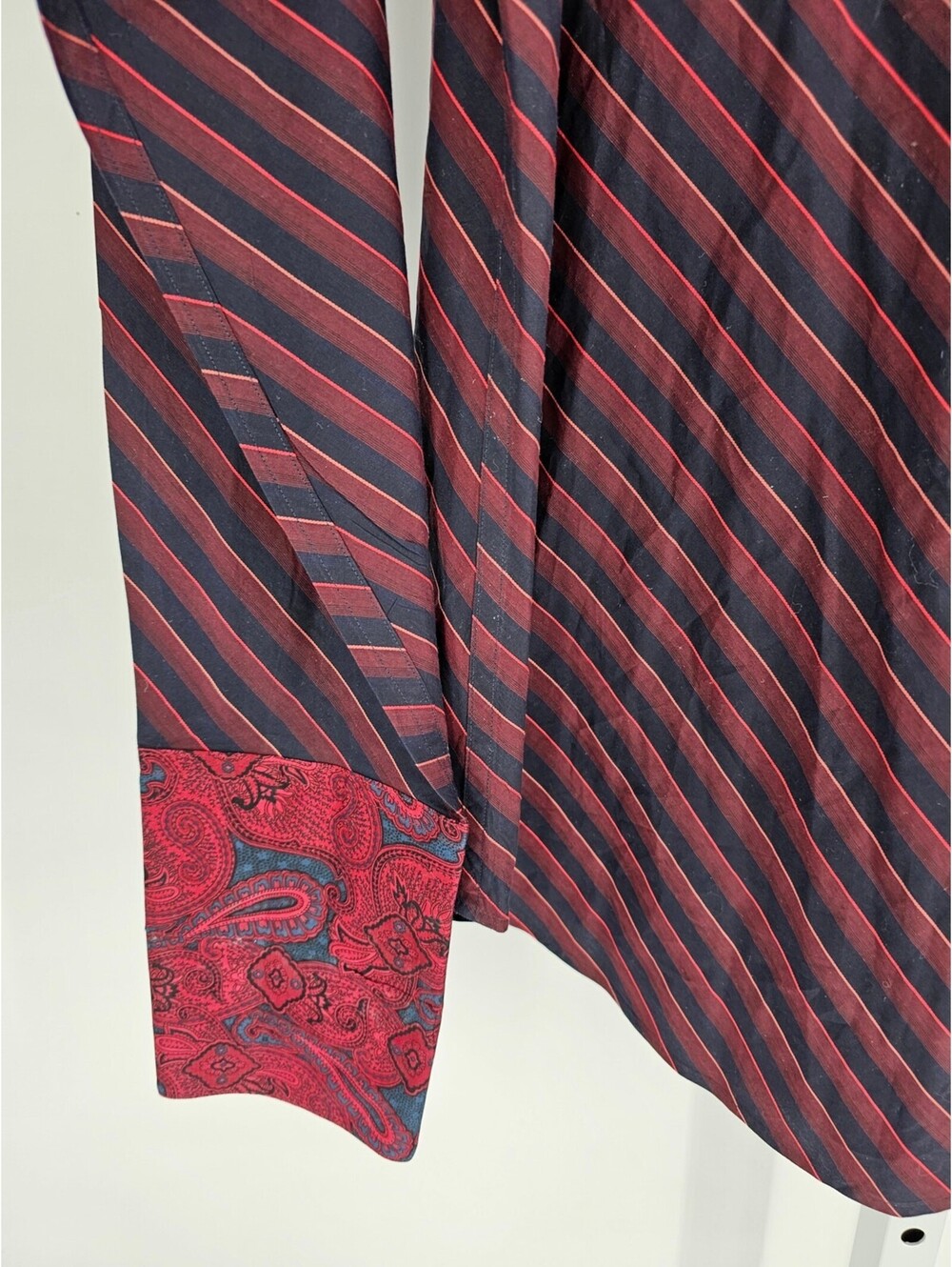 Banana Republic Mens Sz L Long Sleeve Button Up Dress Shirt Red Blue Striped - Picture 2 of 4